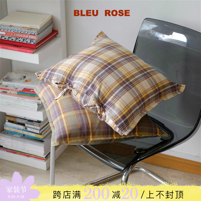 BLEU et ROSE (The Wizard of Oz) retro ins style pillowcase French check cushion sofa decoration