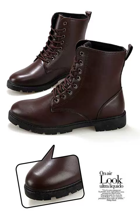 Martin boots của nam giới giày hợp thời trang mùa thu giày cao cổ bằng da của nam giới Anh quốc Bốt chiến đấu tuabin gió da tăng giày của nam giới - Giày ống