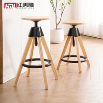 Solid wood lifting bar chair Nordic household bar chair Milk tea shop front desk chair modern simple rotating high stool