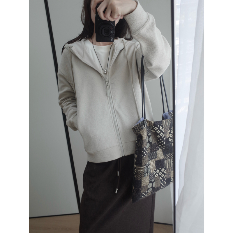 Three-Dimensional Grainy Texture! Super Soft Combed Cotton Blend Fabric~ Women's Hooded Drop-Shoulder Sleeve Sports Casual Jacket Three-Dimensional Grainy Texture! Super Soft Combed Cotton Blend Fabric~ Women's Hooded Drop-Shoulder Sleeve Sports Casual Jacket