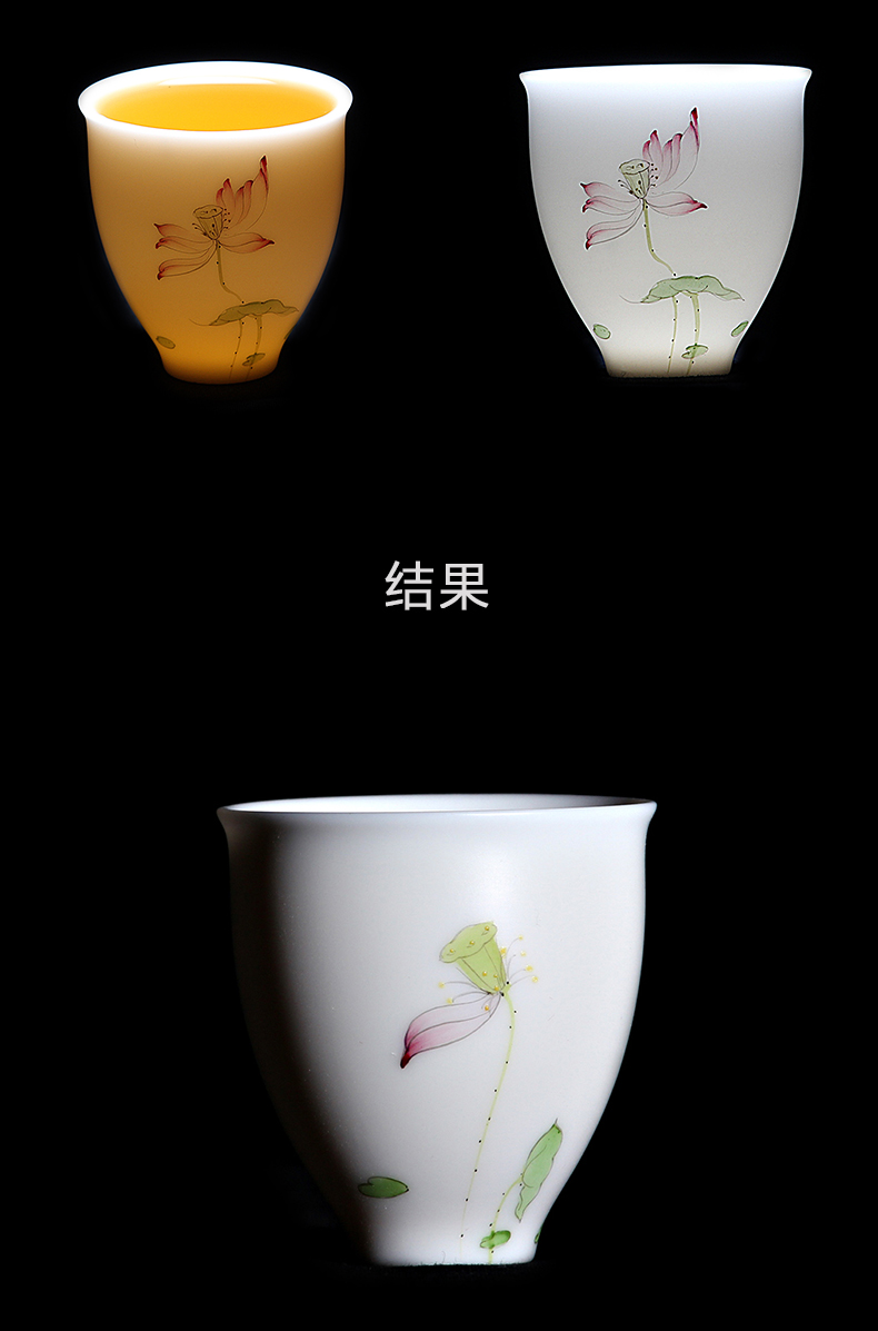 Mingyuan FengTang dehua white porcelain all checking ceramic teacups hand - made kung fu tea set sample tea cup lotus masters cup home