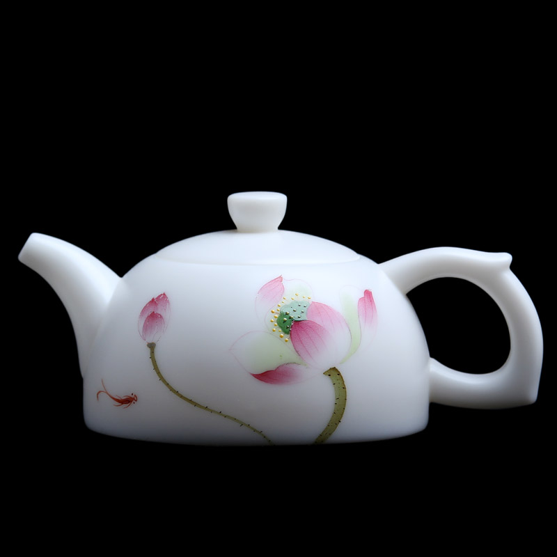 Mingyuan FengTang manually signed version of dehua white porcelain ceramic teapot kung fu tea set full manual white single pot full hand by hand