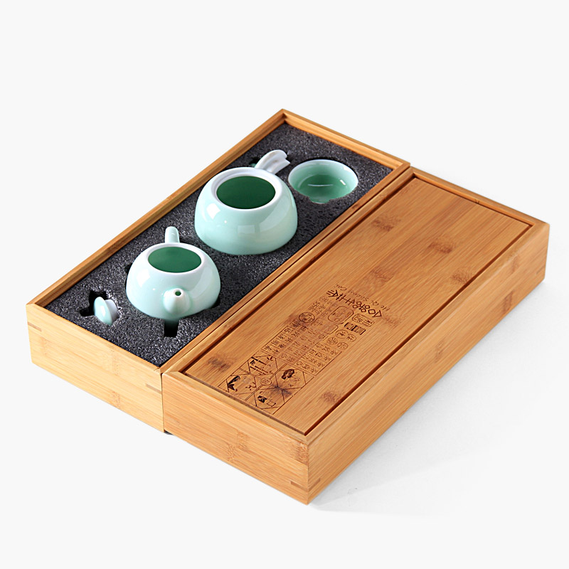 Mingyuan FengTang longquan celadon teapot tea set suits for bamboo tea tray was travel tea set of on - board, tea gift box