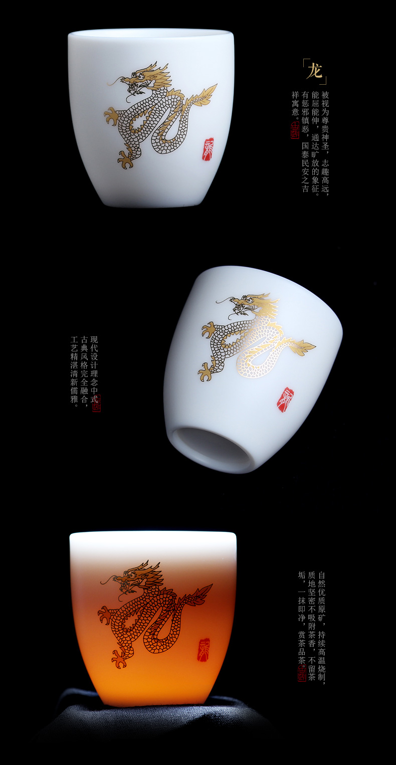 Mingyuan FengTang zodiac dehua white porcelain ivory white perfect cup sample tea cup pu 'er tea cup master CPU