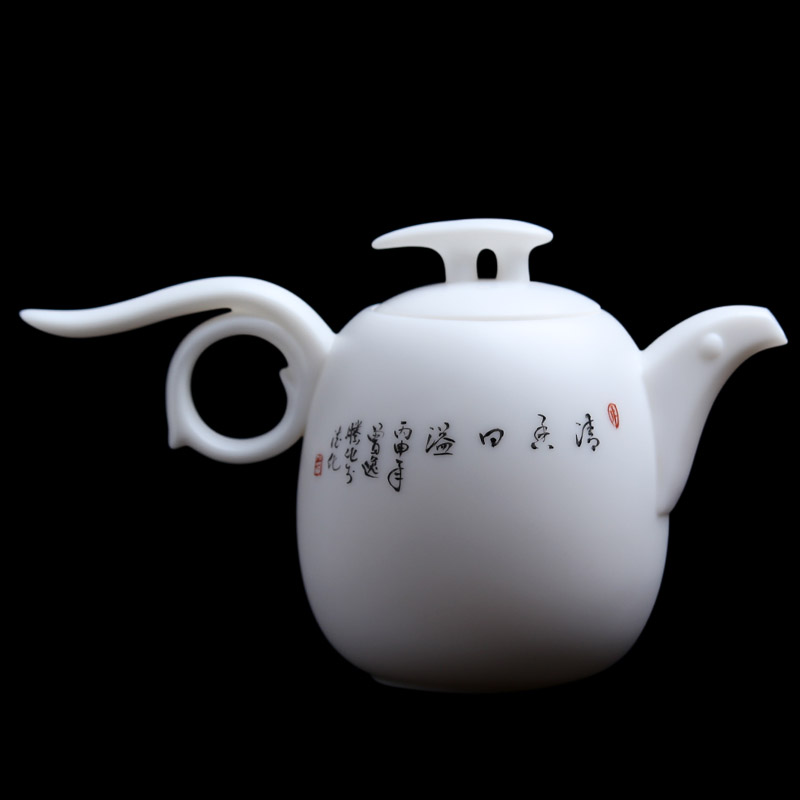 Mingyuan FengTang manually signed version of dehua white porcelain ceramic teapot kung fu tea set white hand - made all hand, single pot, pot of the crane