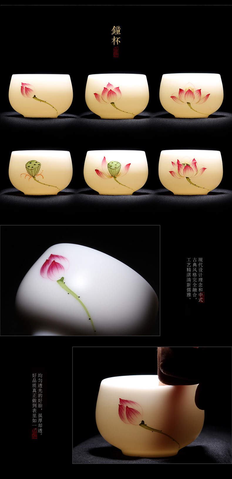 Mingyuan FengTang dehua white porcelain hand sign the bottom style kung fu tea set all hand hand made lotus teapot teacup