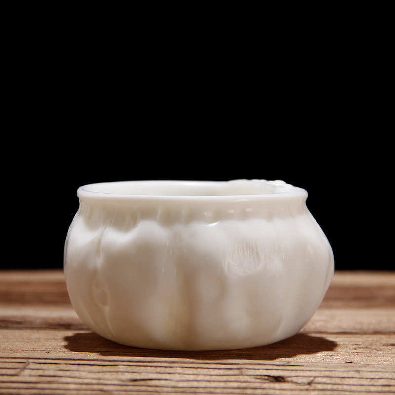 Mingyuan FengTang dehua white porcelain undressed ore cups all hand carved up to suggest soil sample tea cup master cup lotus the nut cup