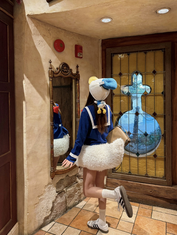 Internet Celebrity Disney Donald Duck Cosplay Duck Costume for Boys and Girls, Children's Cartoon Navy-Style Clothing