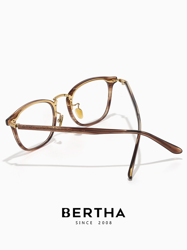 Niche High-End Tortoiseshell Plain Glasses for Women with Myopia, Customizable Prescription, Suitable for Round Faces, Blue Light Blocking, Pure Titanium Square Frame