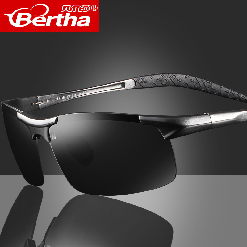 Bertha polarized sunglasses trendy men's driver sunglasses driving special driving mirror night vision aluminum magnesium sunglasses