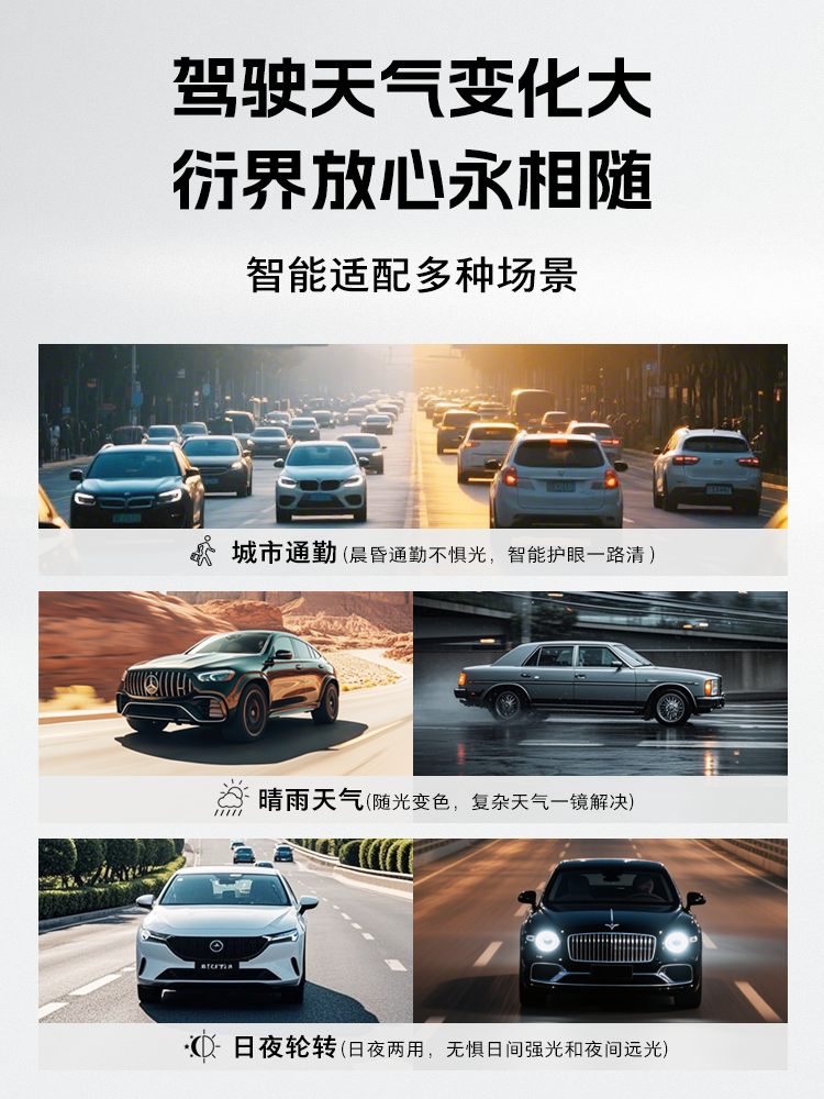 Yanjie Driving Mirror Women's 2025 New Non-Polarized Hud Color-Changing Sunglasses for Driving Day and Night Dual-Use Sunglasses