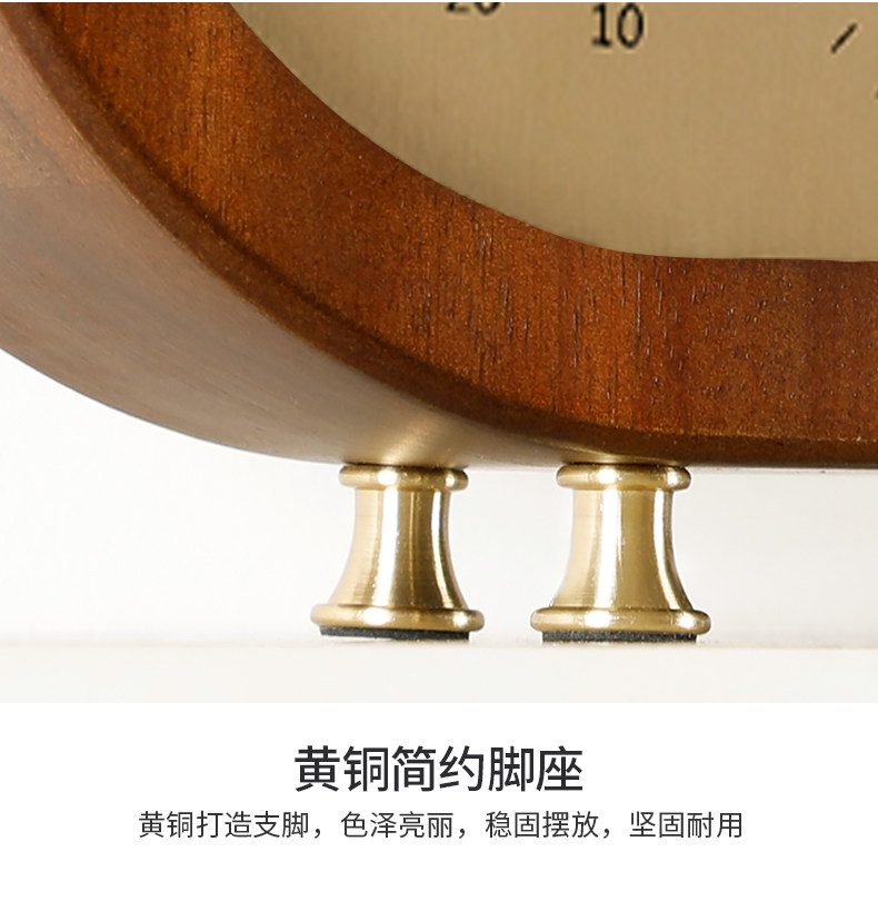 Часы 座钟客厅家用实木坐钟表指针式温度湿度台钟静音桌柜摆台时钟d527 Hense