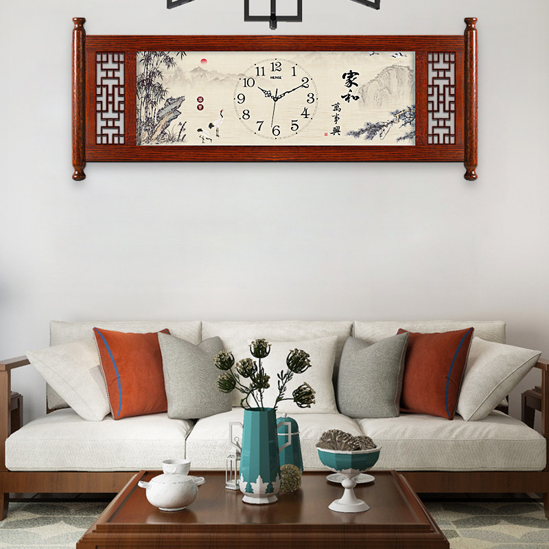 Han clock watch wall clock living room new Chinese retro clock hanging watch household Chinese decoration creative quartz clock HW61