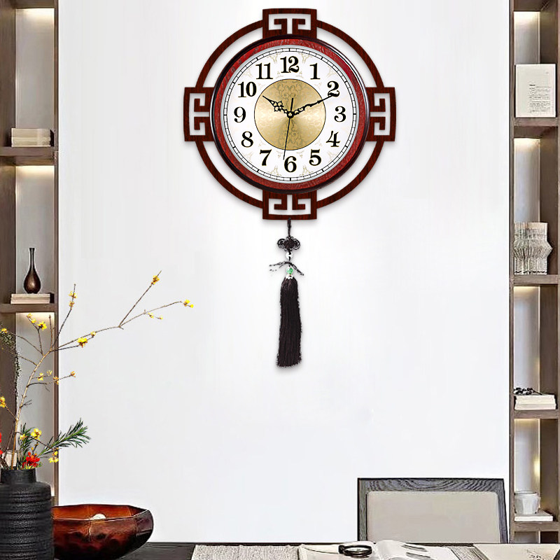 Chinese style hanging clock living room clocks and watches Home Fashion Brief Hanging Watch Round Wooden Muted Creative Clock HW73