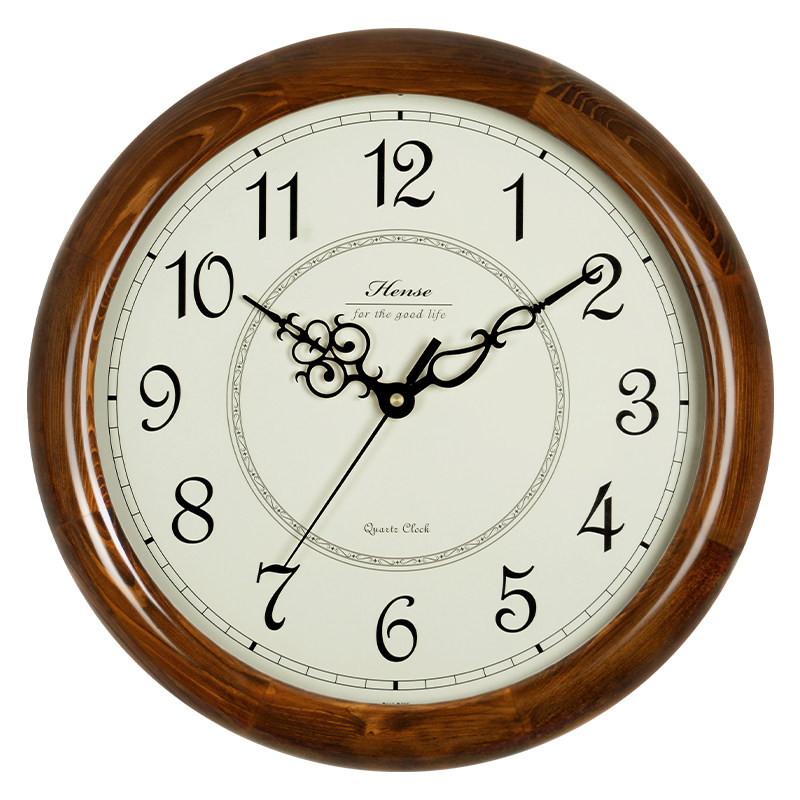 Han clock настенные часы для гостиной из массива дерева в скандинавском стиле в стиле ретро, современные минималистичные креативные круглые часы HW18 Изображение 1