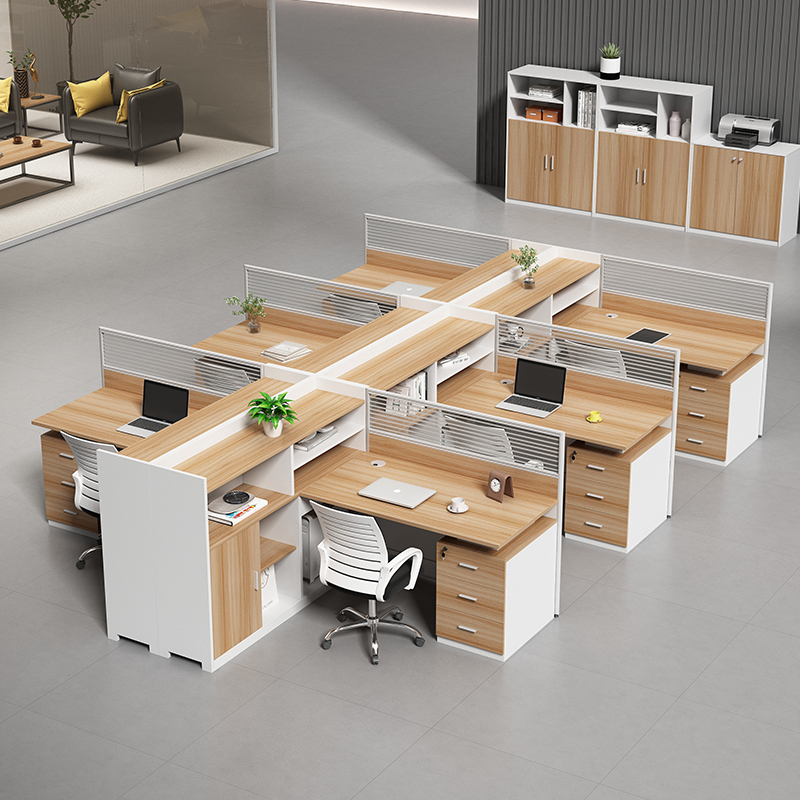 Office Deck Staff Desk and Chair Combination Simple Modern Computer Desk Financial Table Four or Six People Screens Work Station