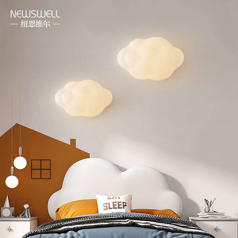 Net Red Cloud wall lamp Creative Nordic white Cloud Decorative Wall Lamp Children Room Lamp Bedroom Headboard Wall Lamp free of wiring-Taobao