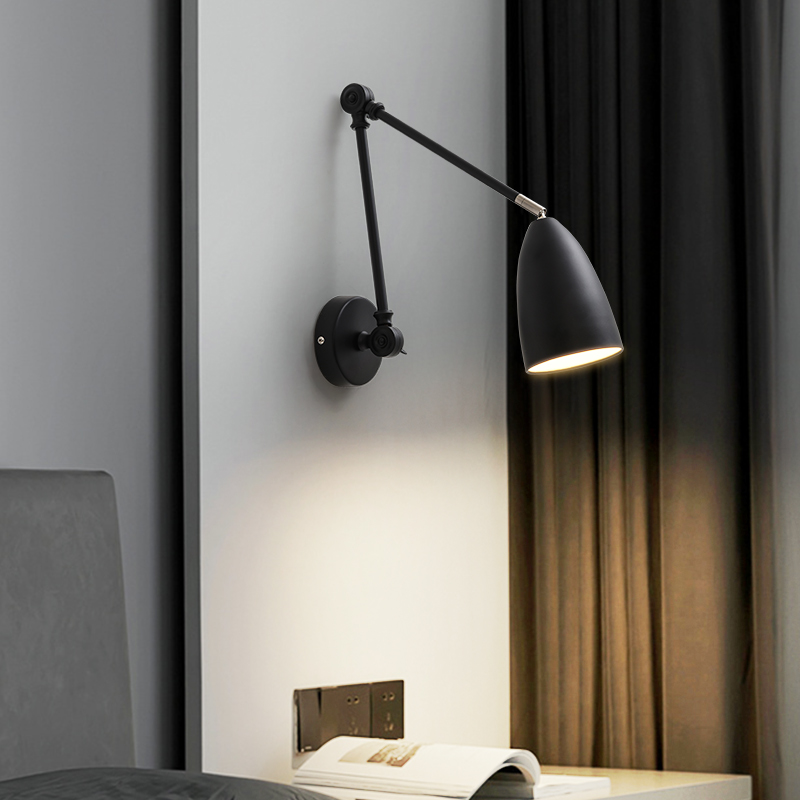 Rocker Wall Lamp Bedroom Bedlamp Nordic Lamp Telescopic Long Arm Book Room Reading Light Designer Long Pole Wall Lamp