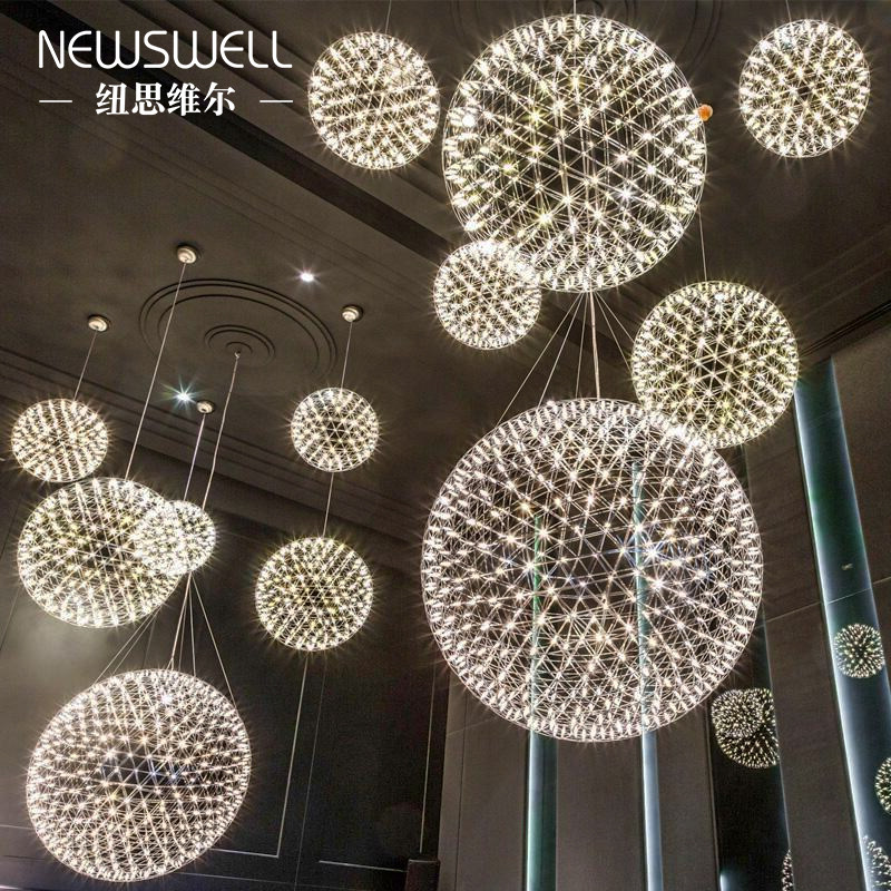 Full Star Spark Ball Pendant Light Hotel Dining Room Light Creativity Spherical Mall Hotel Lobby Sample House Display Central Staircase Chandelia