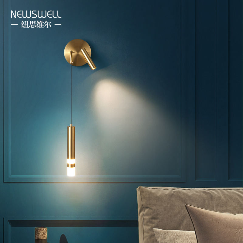 Neweville wall lamp bedroom bedside lamp creative Nordic living room background wall spotlight simple bedside LED wall lamp