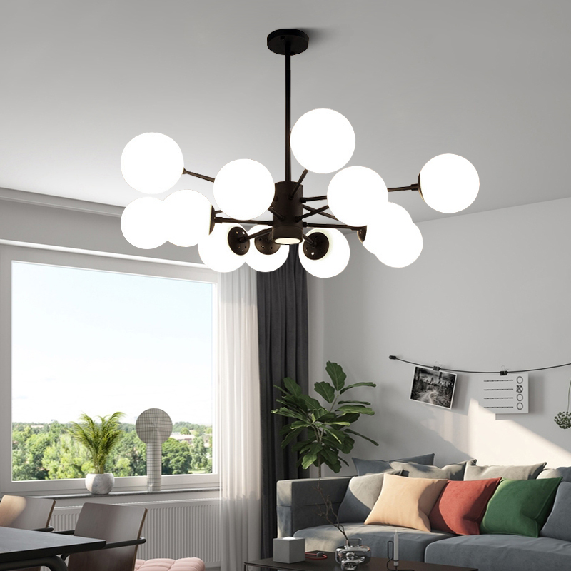 Nordic Style Lamps Living Room Lamp Modern Minimalist Dining Room Lights Minimalist Glass Magic Bean Chandeliers Nemesis Red Molecular Lamp