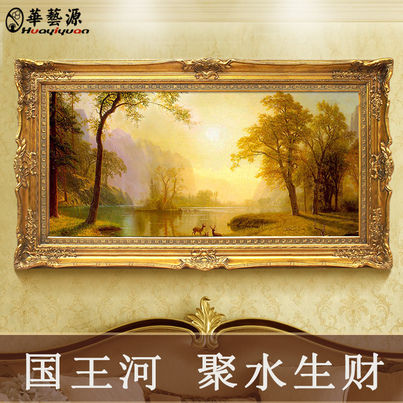 European landscape King River pure hand-painted oil painting American living room decoration painting Entrance study Dining room Environmental protection hanging painting