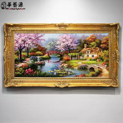 Hand-painted oil painting Thomas Manor sofa background wall living room dining room decorative painting European style landscape hanging painting customization