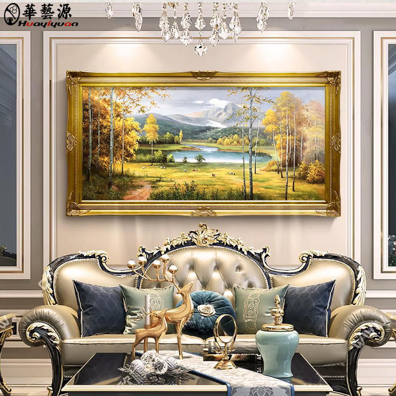 Master Pure Hand-painted Oil Painting White Birch Forest Sofa Background Wall Living-room Decoration Painting Dining Hall Fresco-Style Scenery Hang Painting