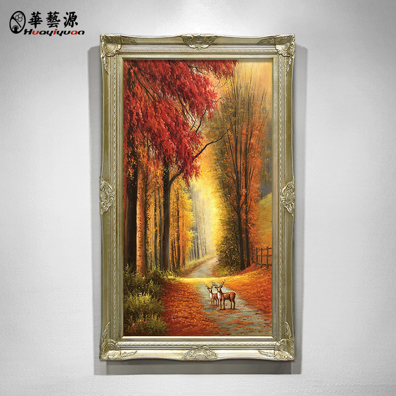 European style hand painted landscape decoration porch vertical curtain murals and canvas