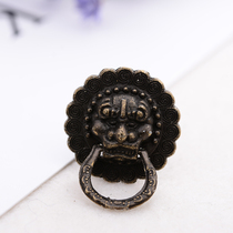 With straight foot lion head handle alloy handle wine box decoration small handle retro door handle gift box handle