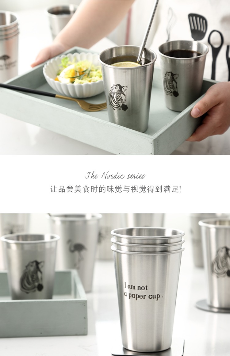 Thép không gỉ 304 bằng kim loại rơm lưới nước đỏ cốc in siêu lửa cốc thả trẻ em cầm tay bia cốc binh dung nuoc