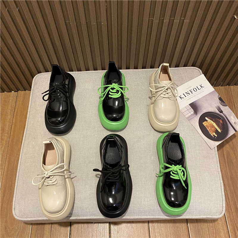 Small Leather Shoes Woman 2021 Summer Inn Wind Pine Rice Cake Thick Bottom 100 Lap Single Shoes Heightening Day Ensemble Jk Strap Lefu Shoes