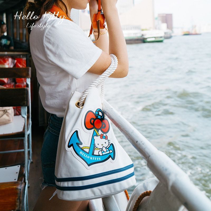 HELLO KITTY 2020 spring and summer new fashion fashion cloth bag women cartoon canvas shoulder bucket bag