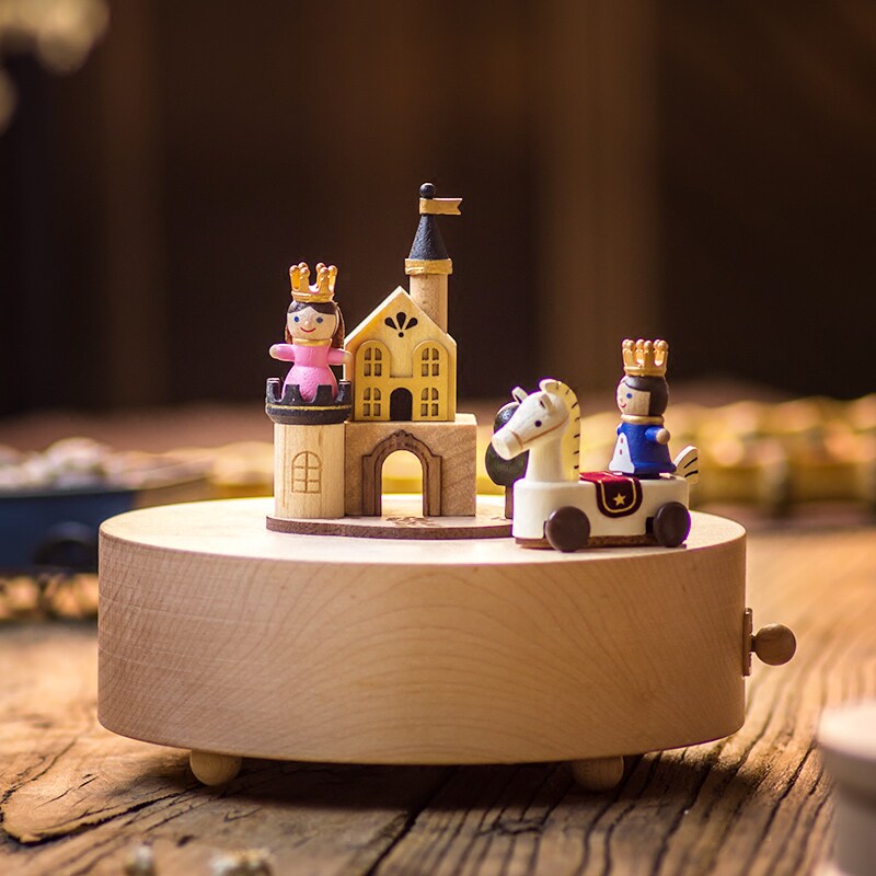 Taiwan jeancard wooden music box octave prince and princess creative birthday gift Christmas rotation