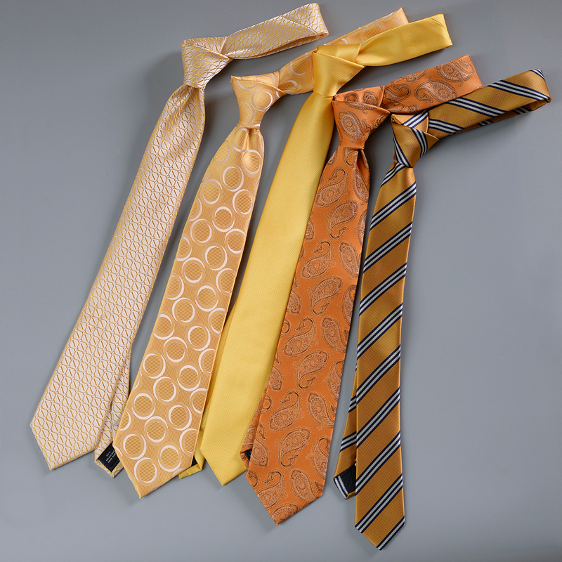 Yellow Fashion Business Suit Men's Hand-Tied Tie Gold Work Student Career Korean Style Women's Trendy Stripes