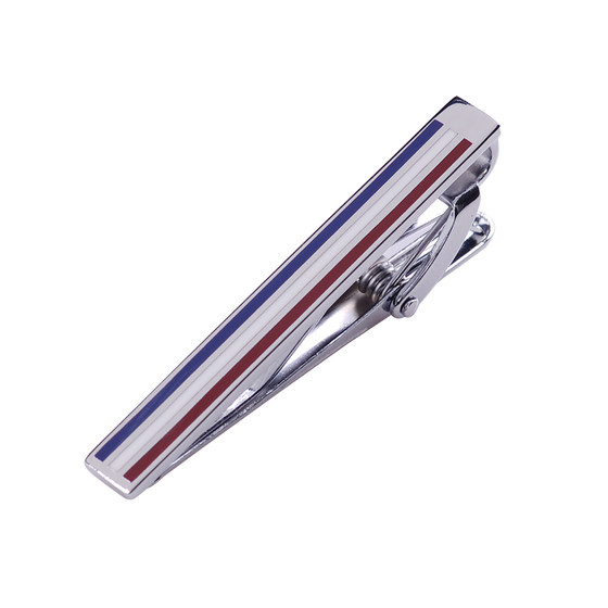 Red, white and blue three-color standard collar clip short TB silver tie clip classic men's business casual tie clip