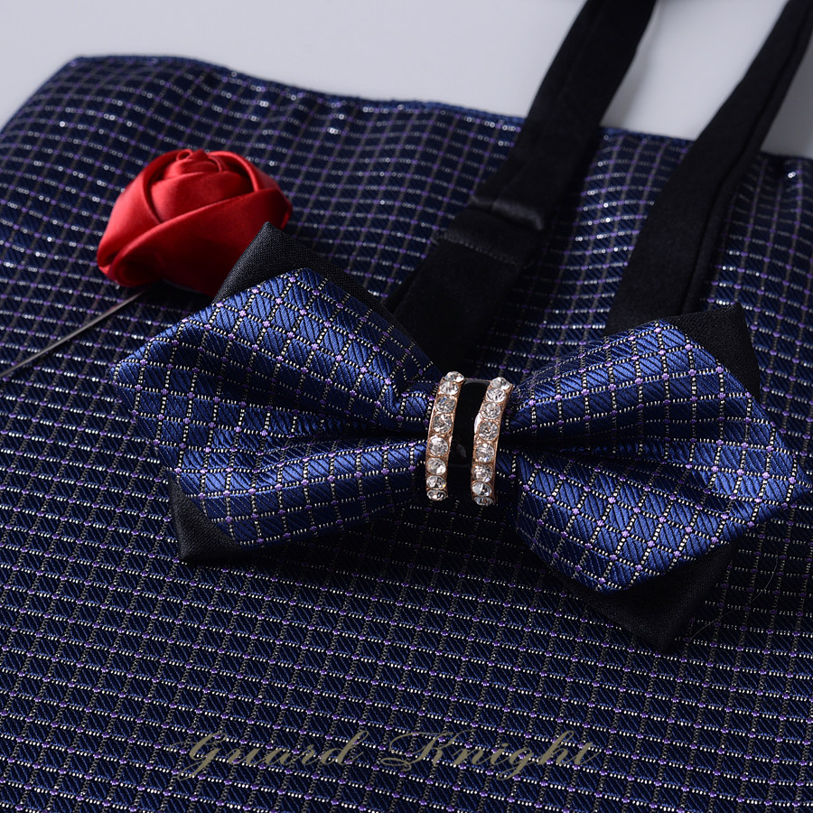 Men's collar wedding wedding bride groom bridegroom blue purple Inn bow tie positive dress shirt West suit accessories box dress-Taobao