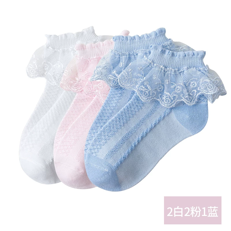 children's thin lace white summer cotton socks, mid-length