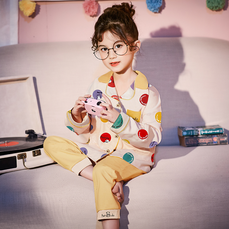 Children's Pyjamas Girls Spring Autumn Season Long Sleeves Pure Cotton Slim baby Princess 12 CUHK Tong's 15-year-old home suit suit