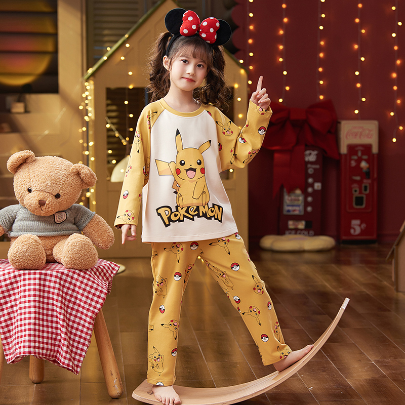Girls pajamas new spring and autumn cotton thin long-sleeved suit children little girl baby princess parent-child home service