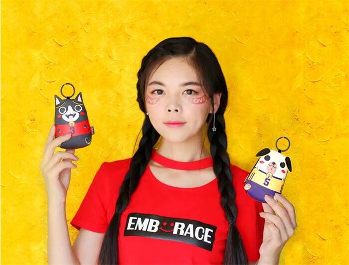 Mini phim hoạt hình dễ thương con chó con sắt vòng đa chức năng sáng tạo mặt dây chuyền ví tiền xu túi nhỏ túi chìa khóa ví móc chìa khóa nữ cá tính