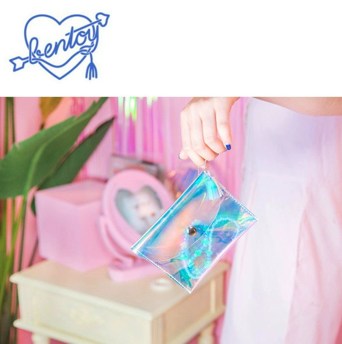 Bentoy laser tua purse tươi văn học jelly gói cầu vồng màu lưu trữ bag purse ví đựng thẻ