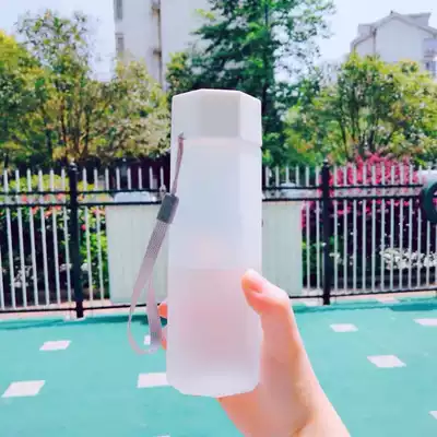 Net red creative trend Space cup Polygon student water cup Female with lid plastic cup Portable drop-proof heat-resistant cup