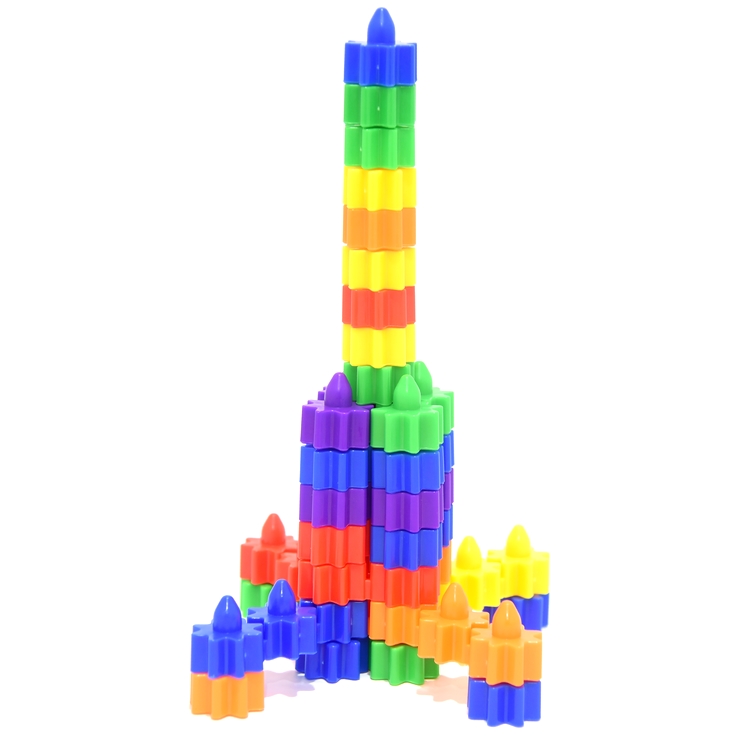 Manufacturer direct sales double star gear block plastic plastic puzzle toy children's desktop block