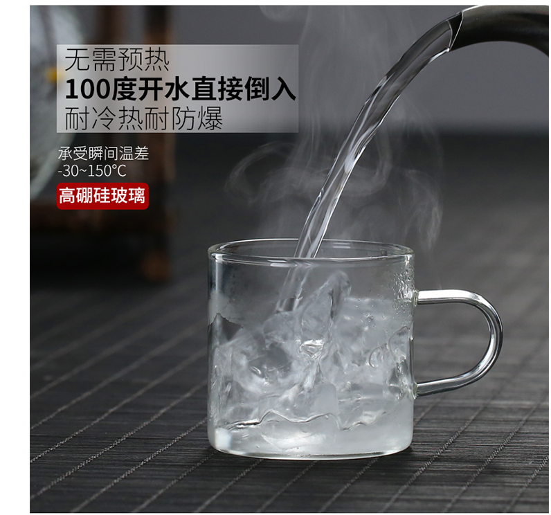 Little glass cup heat household kung fu tea set transparent single master cup upset take 6 pack