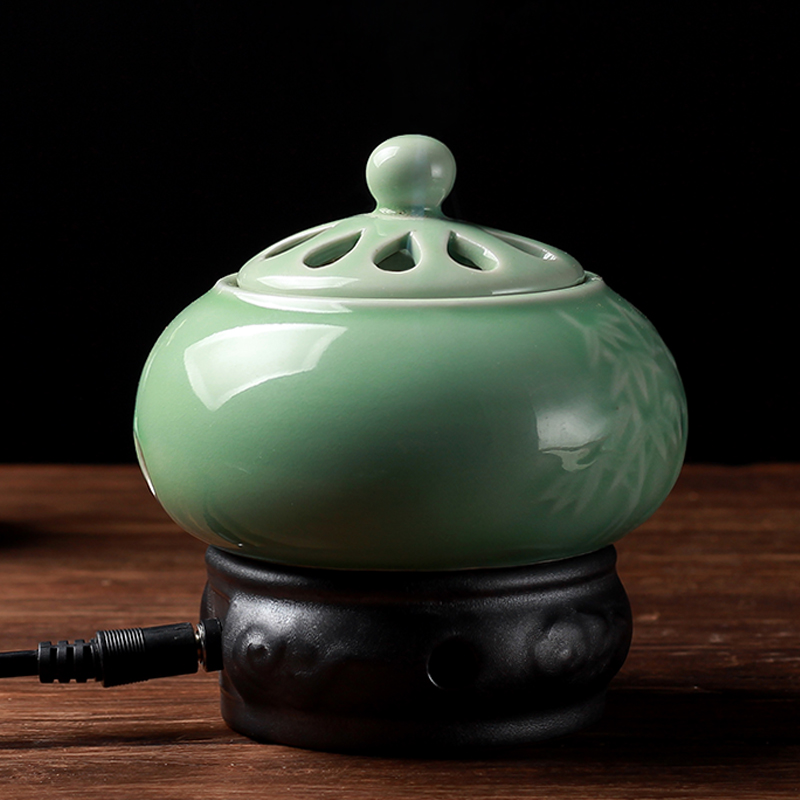 Timing electronic smoked incense buner temperature ceramic extract oil lamp sawdust powder cover indoor household aloes plug-in small ta