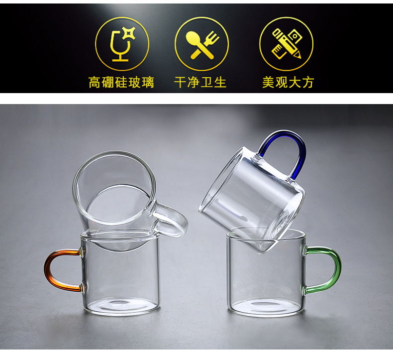 Little glass cup heat household kung fu tea set transparent single master cup upset take 6 pack