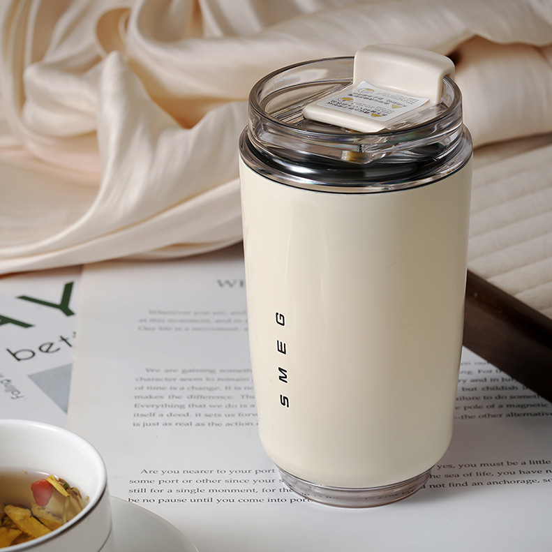 Smeg Thermos Cup, Popular Model, Portable Cup, Dual-Use for Hot and Cold, High-End Double-Layer Water Cup, Stainless Steel Coffee Cup