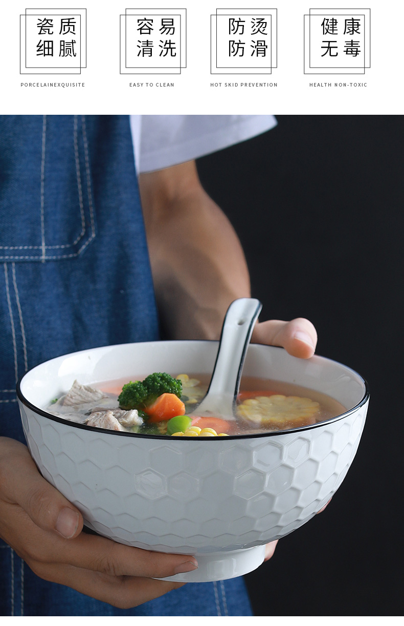 Jingdezhen gốm sứ đặt xương Trung Quốc đơn giản phở bát kết hợp bộ đồ ăn Bắc Âu nhà ăn bát đĩa dĩa inox