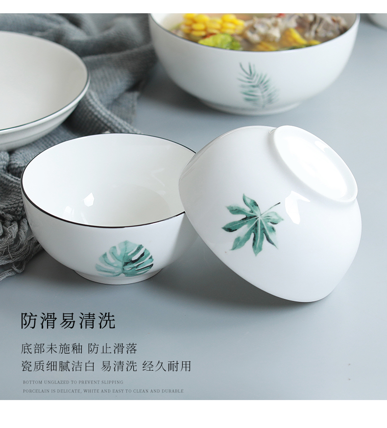 Bát cơm gia đình bát xương Jingdezhen xương Trung Quốc bát súp quy mô lớn Bộ đồ ăn châu Âu sáng tạo đơn giản ăn bát bộ chén đĩa đẹp